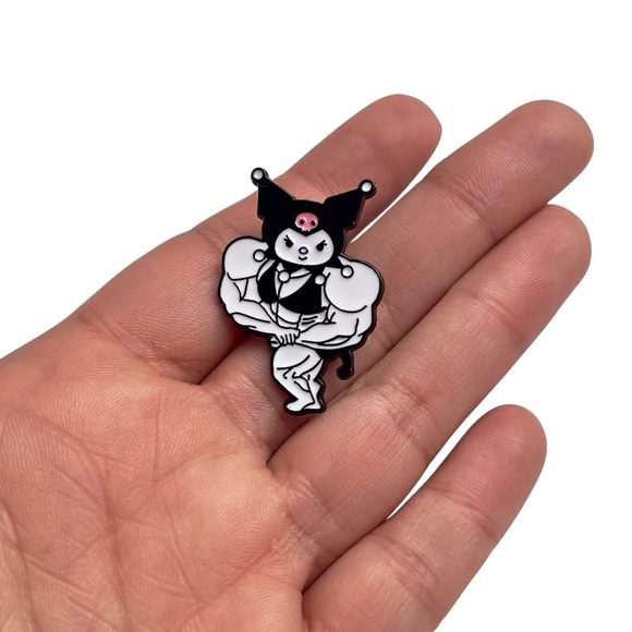 Kuromi Dressed Up as Bodybuilder Enamel Pin Halloween Cute Kawaii Sanrio Brooch - Picture 5 of 7